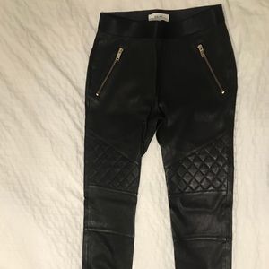 Reiss real leather pants with gold exposed zippers